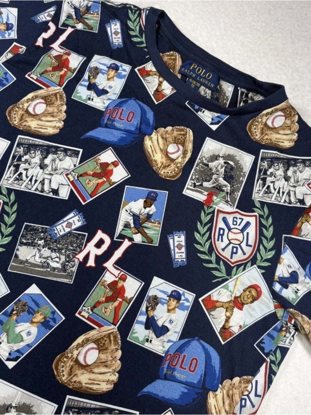 Polo by Ralph Lauren Navy Baseball Card Graphic Tee